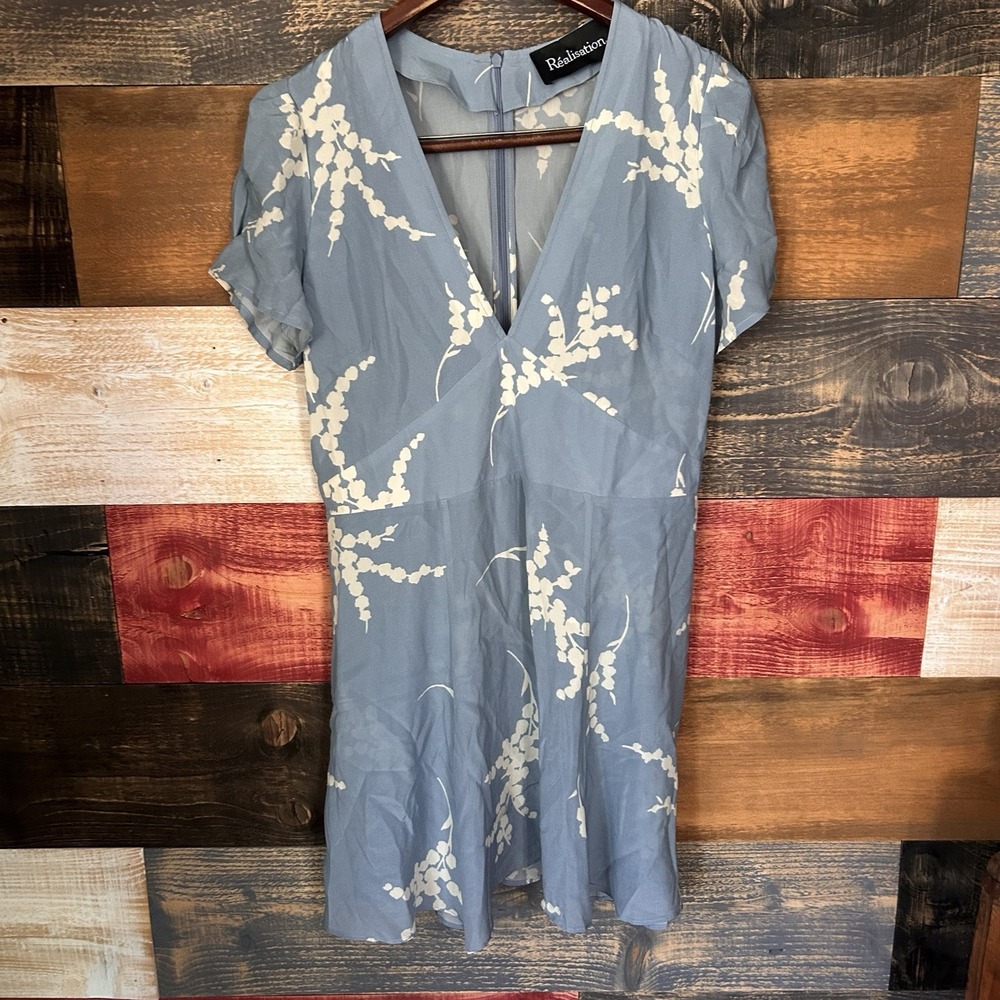 Realisation Par The Luella Summer Loving Blue Floral Silk Mini Dress L Rare